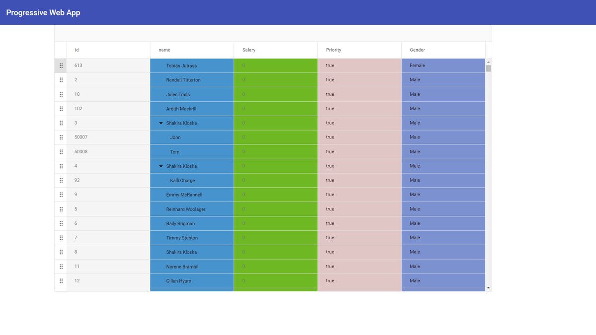 PWA Project — Real-Time TreeGrid screenshot